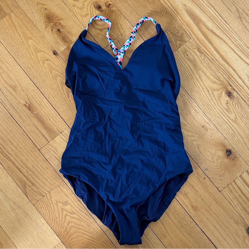 Red Carter Navy Women’s One-Piece Swimsuit With Braided Straps